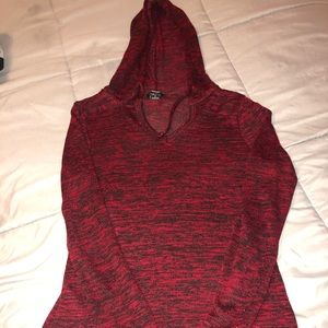 Red v neck hoodie